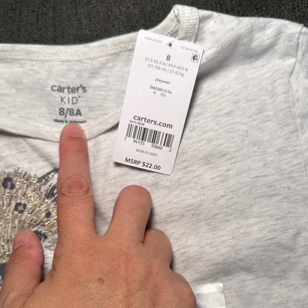 Carter's Light Gray Long Sleeve with Leopard Print